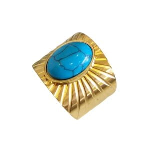 Δαχτυλίδι Ατσάλι χρυσό με πέτρες