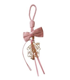 Γούρι 2026 χρυσά στοιχεία Ροζ κορδόνι