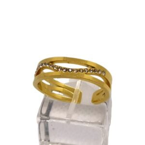 Δαχτυλίδι Ατσάλι χρυσό με ζιργκόν