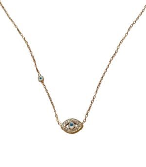 Κολιέ Ματάκι Ατσάλι χρυσό με ζιργκόν