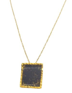 Κολιέ Χειροποίητο Ασήμι Β925 χρυσό με σμάλτο Μαύρο χρώμα