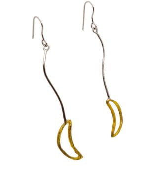 Σκουλαρίκια Χειροποίητα Ασήμι Β925 με χρυσές λεπτομέρειες