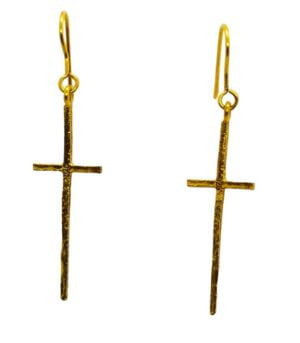 Σκουλαρίκια Χειροποίητα Ασήμι Β925 χρυσό σχήμα Σταυρός