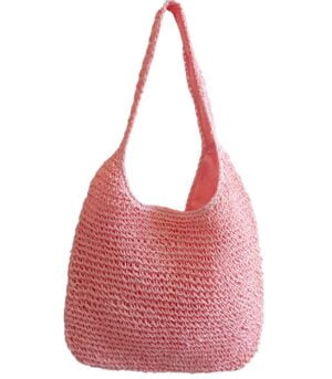 Τσάντα Ψάθινη Ροζ Ανοιχτό χρώμα Ψάθινα λουράκια
