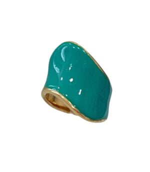 Δαχτυλίδι Ατσάλι χρυσό με Πράσινο χρώμα