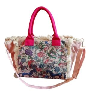 Τσάντα Θαλάσσης Bag to Bag Υφασμάτινη Ροζ χρώμα Πολύχρωμο σχέδιο