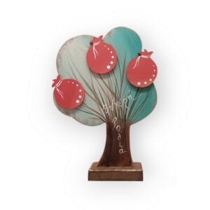 Επιτραπέζιο Γούρι ξύλινο Δέντρο “Τυχερή Ροδιά” σε Γαλάζιο-Καφέ χρώμα