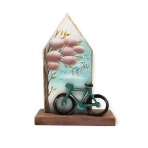 Επιτραπέζιο Γούρι ξύλινο Σπίτι Ποδήλατο “Ελπίδα”