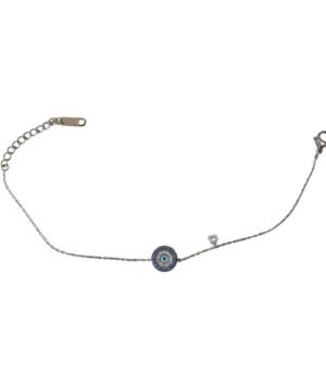 Βραχιόλι Ματάκι Ατσάλι Ασημί χρώμα με Μπλέ ζιργκόν