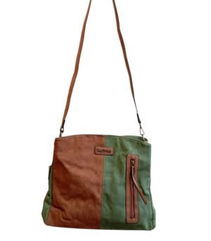 Τσάντα Bag to Bag συνθετικό δέρμα Καφέ-Πράσινο χρώμα