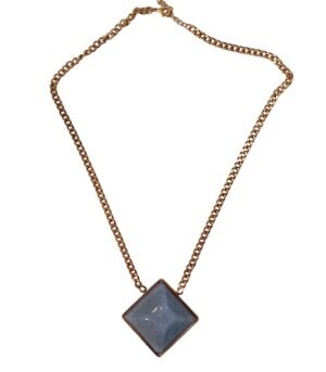 Κολιέ Ατσάλι Χρυσό με πέτρα Μωβ χρώμα