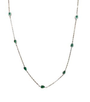 Κολιέ Ασήμι Β925 με πράσινα ζιργκόν