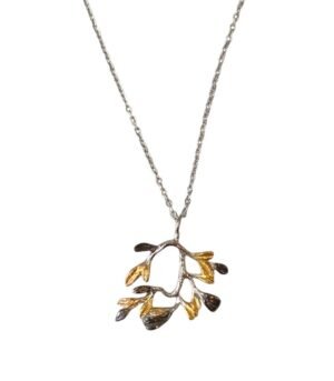 Κολιέ Χειροποίητο Ασήμι Β925 με χρυσές λεπτομέρειες