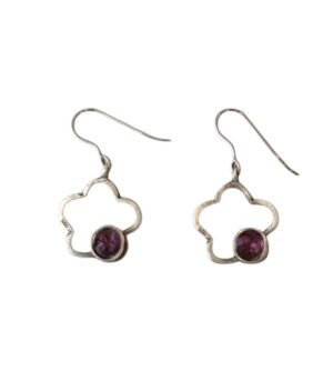 Σκουλαρίκια Χειροποίητα Ασήμι Β925 με Μωβ πέτρα