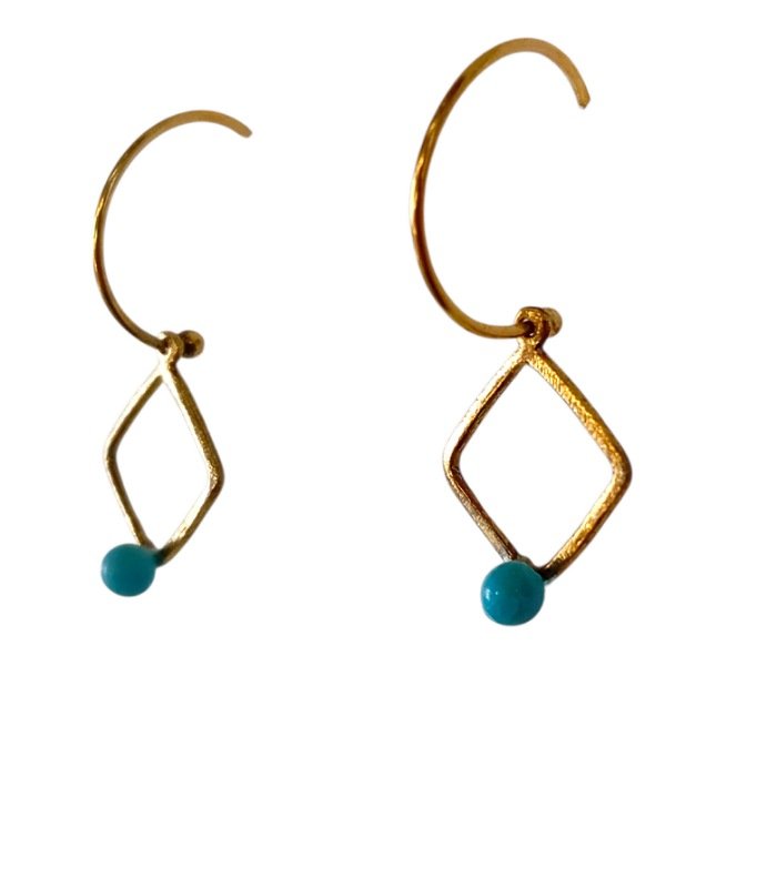 Σκουλαρίκια Χειροποίητα Ασήμι Β925 με Τυρκουάζ πέτρα - Image 2