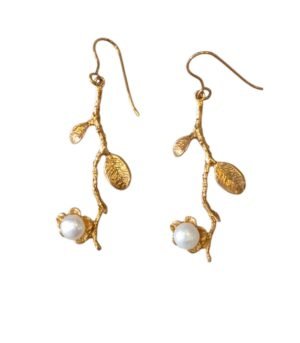 Σκουλαρίκια Χειροποίητα Ασήμι Β925 χρυσό και Μαργαριτάρι