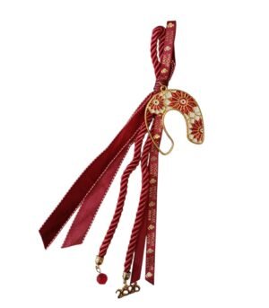 Γούρι 2026 χρυσά στοιχεία μπορντώ κορδόνι