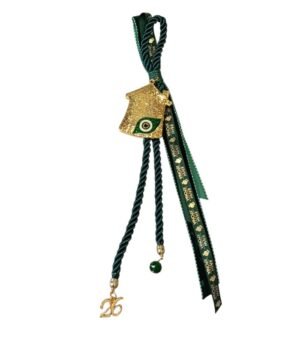 Γούρι 2026 χρυσά στοιχεία πράσινο κορδόνι