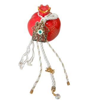 Γούρι 2026 Ρόδι Κεραμικό Κόκκινο-Κοραλί χρώμα