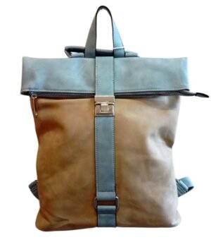 Τσάντα Πλάτης Bag to Bag συνθετικό δέρμα Μπεζ-Γαλάζιο χρώμα