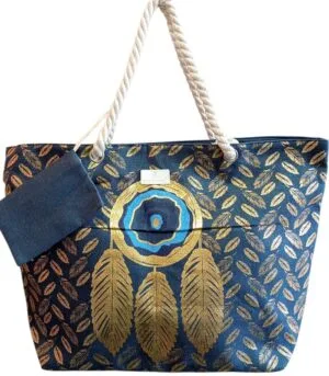 Τσάντα Παραλίας Bag to Bag Υφασμάτινη (Καραβόπανο) μπλέ Μάτι