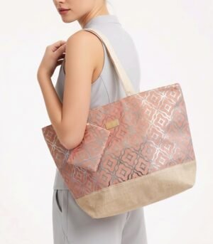 Τσάντα Θαλάσσης Bag to Bag Υφασμάτινη (Καραβόπανο) Ροζ Ανοιχτό χρώμα