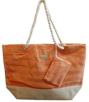 Τσάντα Παραλίας Bag to Bag Υφασμάτινη (Καραβόπανο) Πορτοκαλί χρώμα