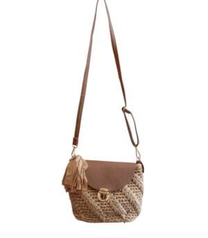 Τσάντα Bag to Bag crochet Μπεζ χρώμα